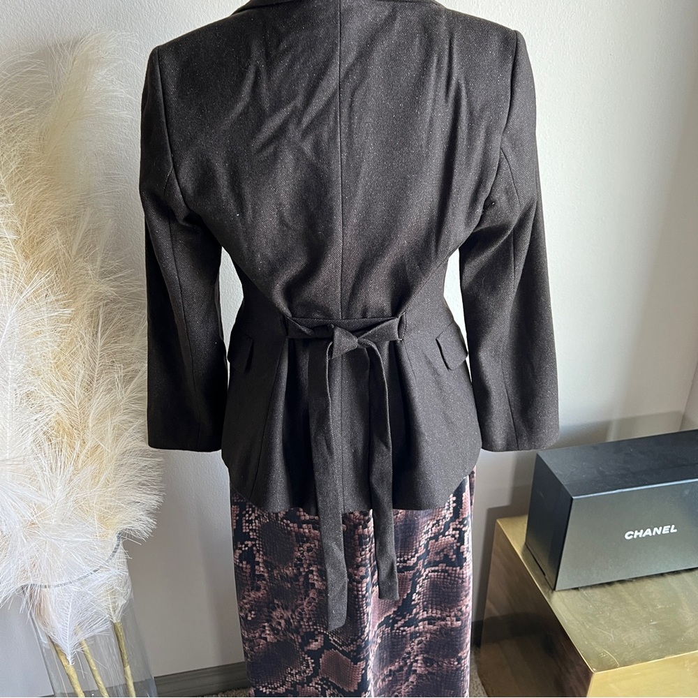 SISLEY brown tweed belted tailored blazer - Picture 5 of 13